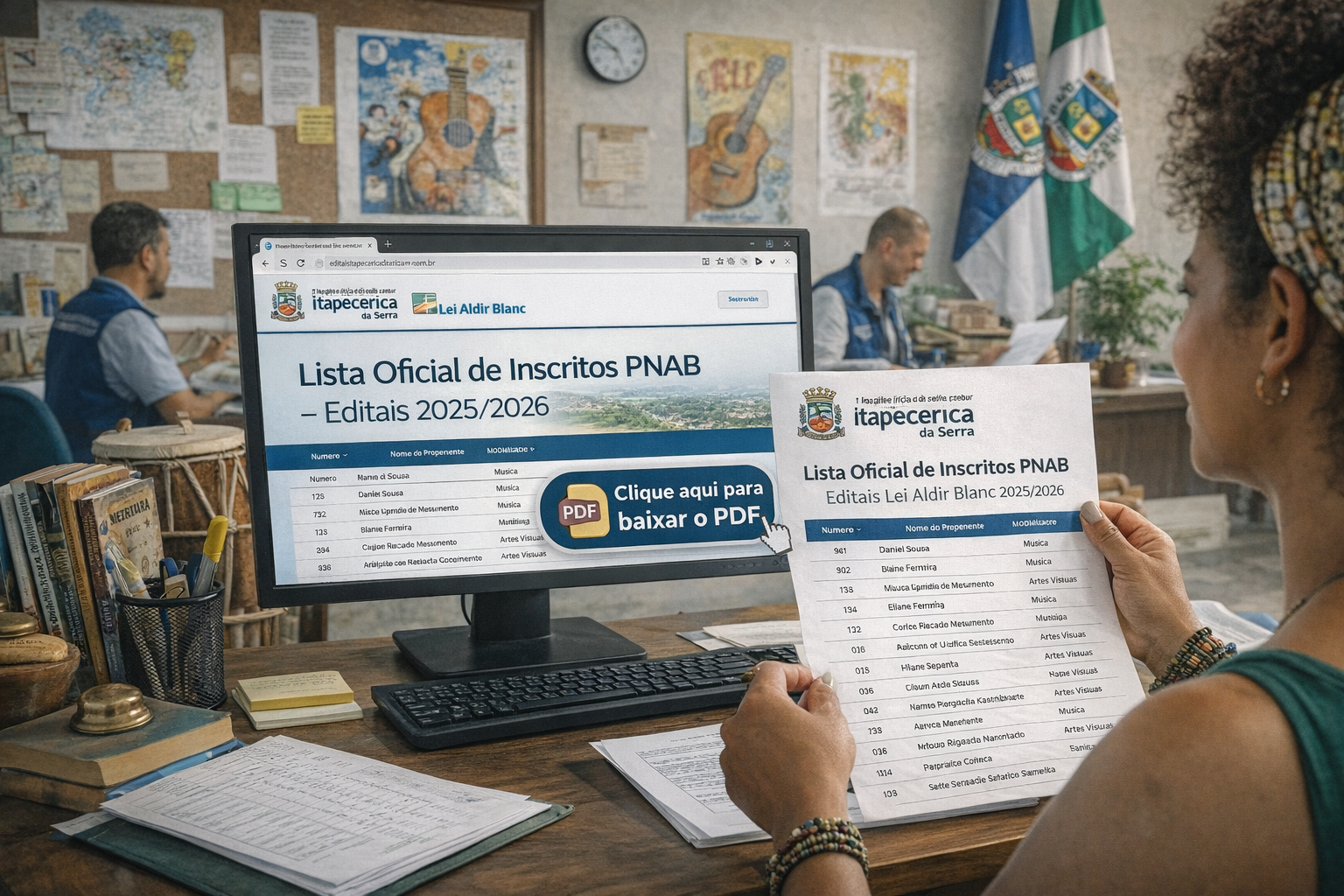 ✅ Lista oficial de inscritos nos editais da PNAB é publicada pela Secretaria de Cultura e URCOM